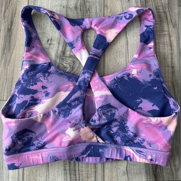 Brisas Marble Sports Bra Activewear Athleisure in Purple and Pink Size Small - Picture 3 of 5